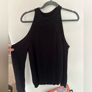 Forever21 Cold Shoulder Sweater Black Medium